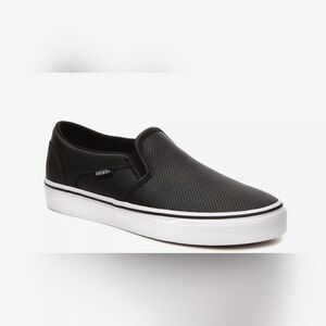 Vans Perforated Black and White Slip-On Sneakers